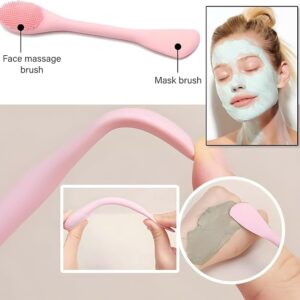 silicone face mask applicator – 2 in 1 pore cleansing brush & lymphatic drainage face massager (pink)