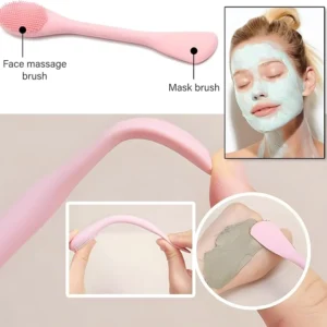 silicone face mask applicator – 2 in 1 pore cleansing brush & lymphatic drainage face massager (pink)