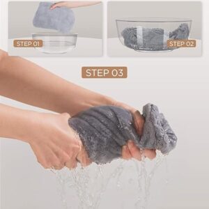 microfiber hair towel wrap – quick dry soft hair turban for curly & straight hair (grey)