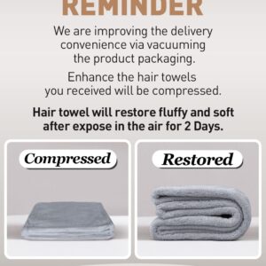 microfiber hair towel wrap – quick dry soft hair turban for curly & straight hair (grey)