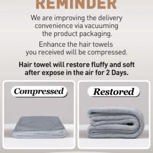 microfiber hair towel wrap – quick dry soft hair turban for curly & straight hair (grey)