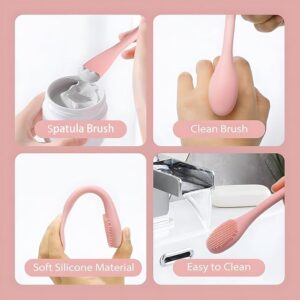 silicone face mask applicator – 2 in 1 pore cleansing brush & lymphatic drainage face massager (pink)