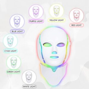 7 color led face mask – red & blue light therapy for skin rejuvenation, anti aging & acne care