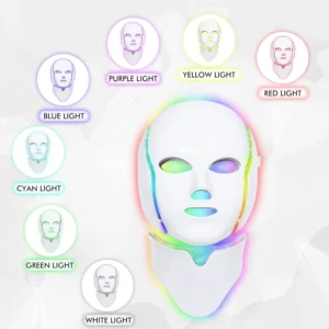 7 color led face mask – red & blue light therapy for skin rejuvenation, anti aging & acne care
