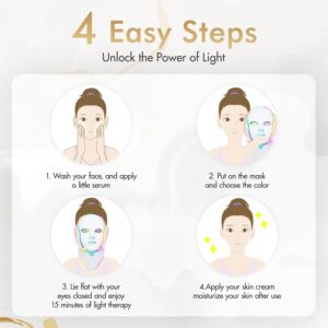 7 color led face mask – red & blue light therapy for skin rejuvenation, anti aging & acne care
