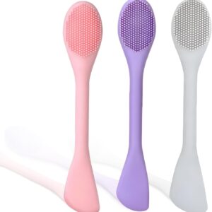 silicone face mask applicator – 2 in 1 pore cleansing brush & lymphatic drainage face massager (pink)