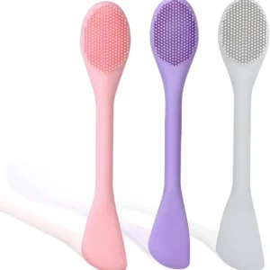 silicone face mask applicator – 2 in 1 pore cleansing brush & lymphatic drainage face massager (pink)