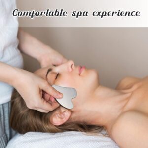stainless steel gua sha facial tool – metal face & body massager for jawline sculpting, double chin reduction & lymphatic drainage (silver)