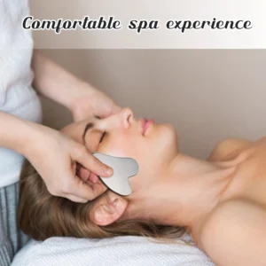 stainless steel gua sha facial tool – metal face & body massager for jawline sculpting, double chin reduction & lymphatic drainage (silver)