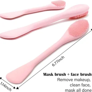 silicone face mask applicator – 2 in 1 pore cleansing brush & lymphatic drainage face massager (pink)