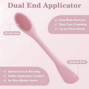 silicone face mask applicator – 2 in 1 pore cleansing brush & lymphatic drainage face massager (pink)