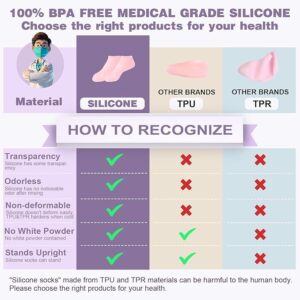 silicone moisturizing socks – reusable spa foot care for dry, cracked heels (pink, one size)