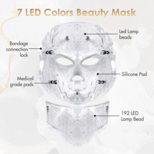 7 color led face mask – red & blue light therapy for skin rejuvenation, anti aging & acne care