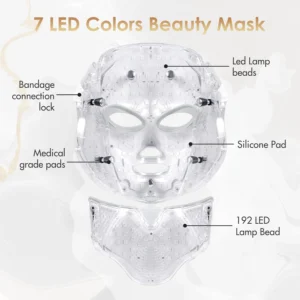7 color led face mask – red & blue light therapy for skin rejuvenation, anti aging & acne care