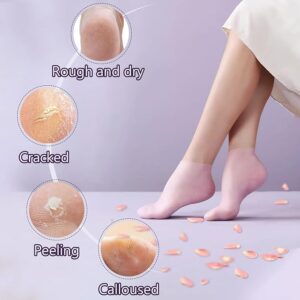 silicone moisturizing socks – reusable spa foot care for dry, cracked heels (pink, one size)