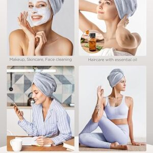 microfiber hair towel wrap – quick dry soft hair turban for curly & straight hair (grey)