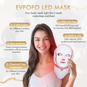 7 color led face mask – red & blue light therapy for skin rejuvenation, anti aging & acne care