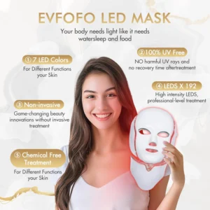 7 color led face mask – red & blue light therapy for skin rejuvenation, anti aging & acne care