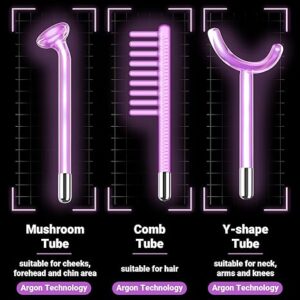 high frequency facial wand – 6 piece professional skin therapy device (red & purple tubes)