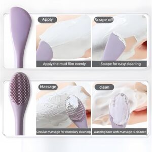 silicone face mask applicator – 2 in 1 pore cleansing brush & lymphatic drainage face massager (pink)