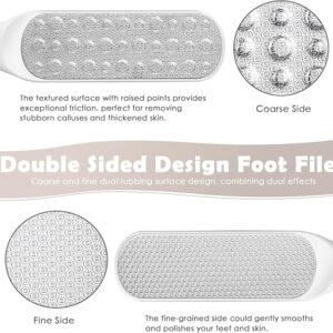 stainless steel foot file – double sided pedicure rasp & callus remover for cracked heels and dead skin (white)