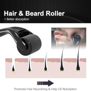 derma roller 540 – stainless steel microneedling roller for face & beard care (0.25mm & 0.5mm)