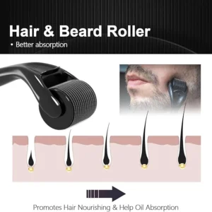 derma roller 540 – stainless steel microneedling roller for face & beard care (0.25mm & 0.5mm)