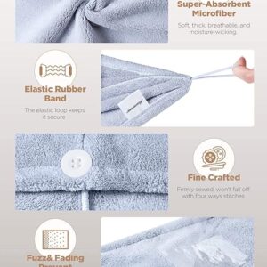 microfiber hair towel wrap – quick dry soft hair turban for curly & straight hair (grey)