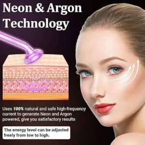 high frequency facial wand – 6 piece professional skin therapy device (red & purple tubes)