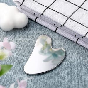 stainless steel gua sha facial tool – metal face & body massager for jawline sculpting, double chin reduction & lymphatic drainage (silver)